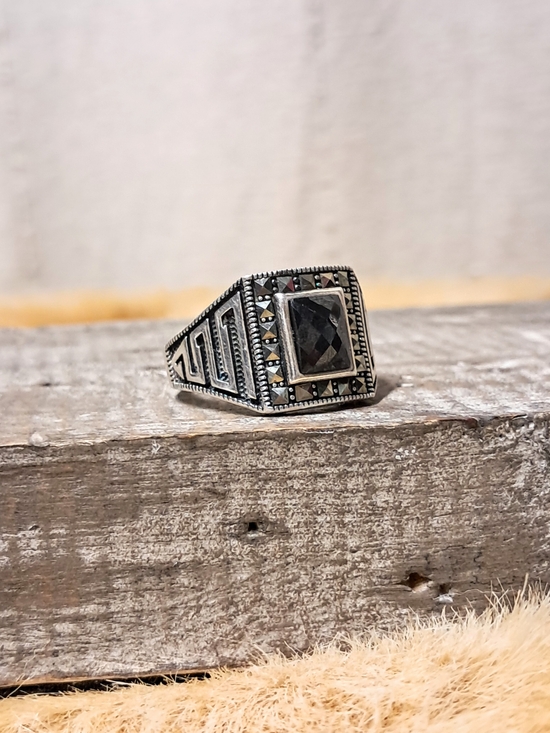 Other - Vintage Art Deco 925 Sterling Silver Black Onyx Signet Ring Size 10.5